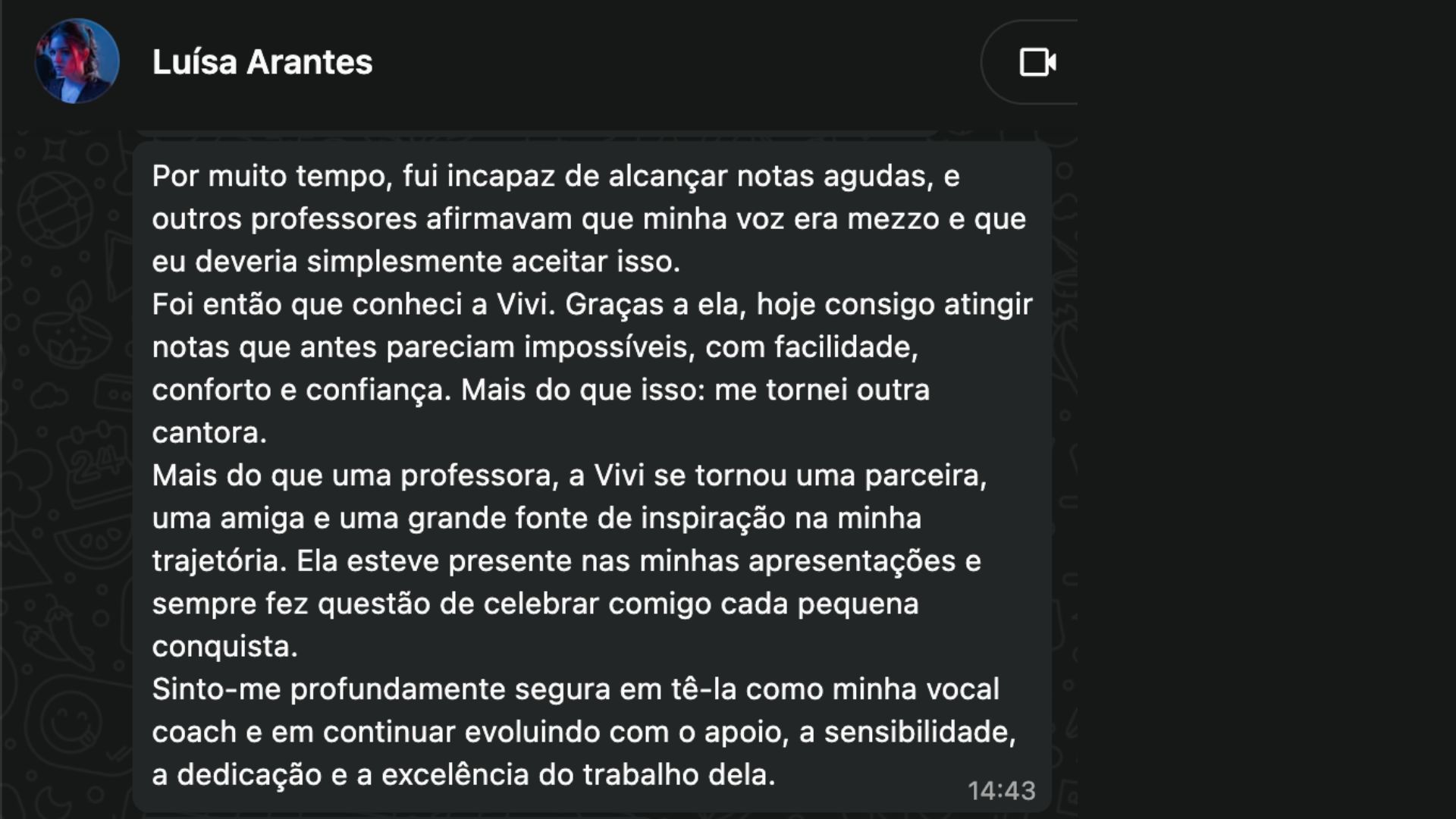 Depoimento Luísa Arantes